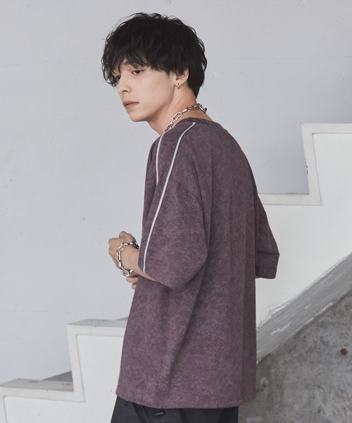 「Spielio」 半袖Tシャツ L バーガンディー メンズ_画像4