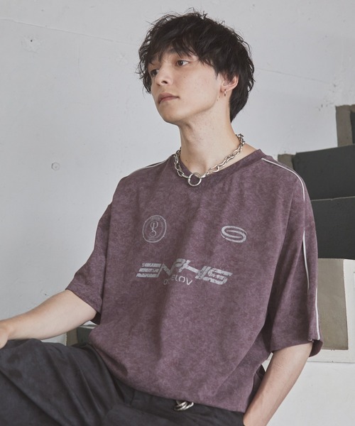 「Spielio」 半袖Tシャツ L バーガンディー メンズ_画像8