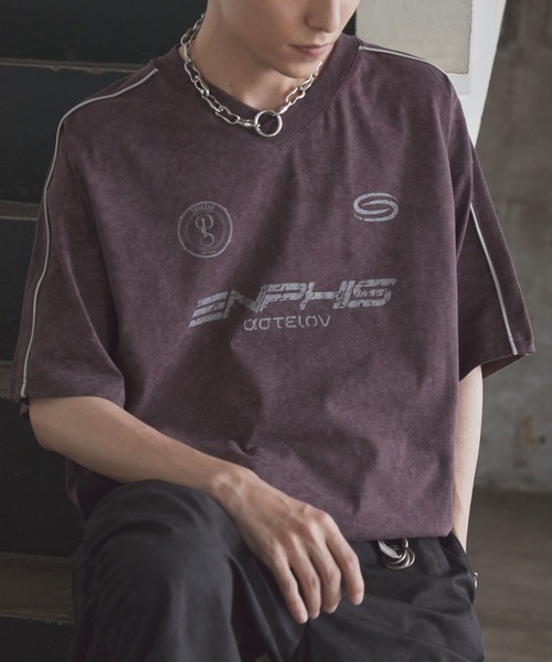 「Spielio」 半袖Tシャツ L バーガンディー メンズ_画像9