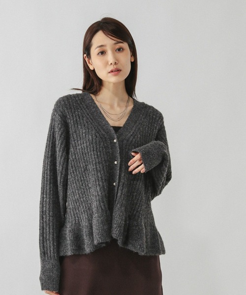 GLOBAL WORK（グローバルワーク） カーディガン モヘヤタッチペプラム