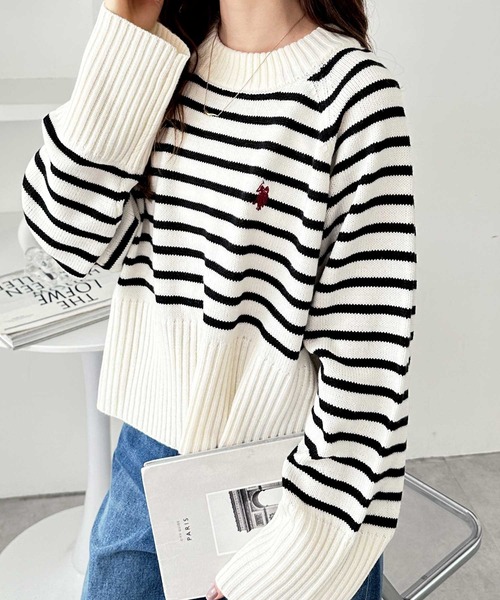 「U.S. POLO ASSN.」 長袖ニット MEDIUM アイボリー レディース_画像7