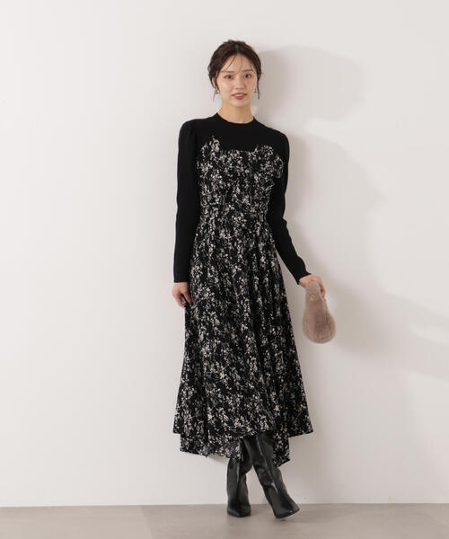 新品タグ付き♡ミストレアス♡リボン柄ワンピース♡ブラック PROPORTION BODY DRESSING（プロポーションボディドレッシング