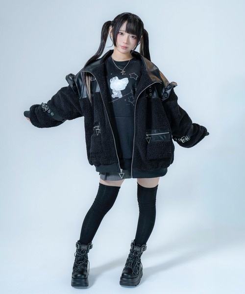 Re：CRYPT（リクリプト） ブルゾン アウター ベルトPU切り替えフェイク