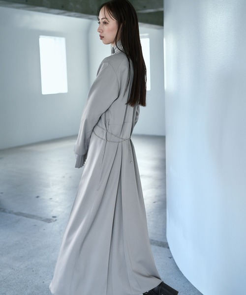 ルームエイト|長袖 ニット ロングワンピース【F】バイカラー カフスドレス 灰色 楽天市場】バイカラー ニット（ワンピース｜レディースファッション