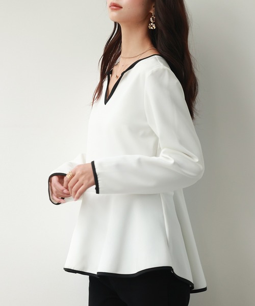 「SAISON DE PAPILLON」 長袖カットソー L ブラック レディース_画像3