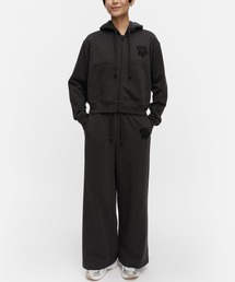  marimekko コラボ ジャージパンツ S ブラック marimekko（マリメッコ） ワイドパンツ スウェットパンツ ジャージ