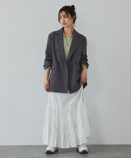 abahouse mavieペチ付きティアードスカート ペチ付き】ティアードスカート/春服/夏服/マキシ/レイヤード｜abahouse