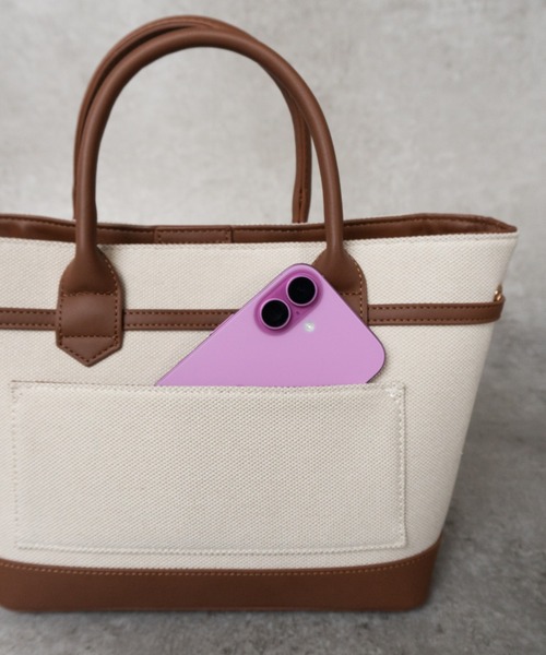 SHE HER HER HERS トートバッグ ベルトアクセントキャンバス切替トート
