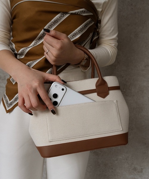 SHE HER HER HERS トートバッグ ベルトアクセントキャンバス切替トート
