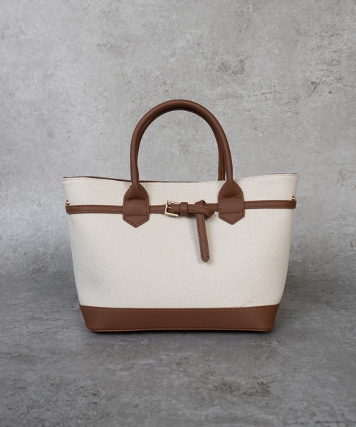SHE HER HER HERS トートバッグ ベルトアクセントキャンバス切替トート