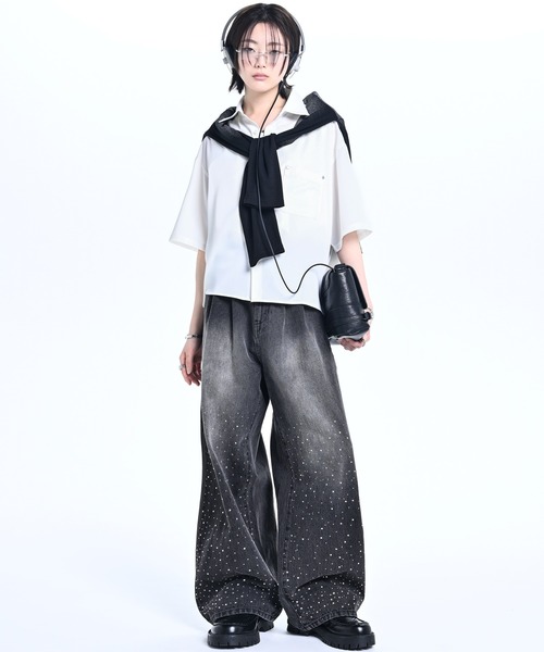 ADRER（アドラー） シャツ Cropped Regular Collar Short Sleeve Shirt