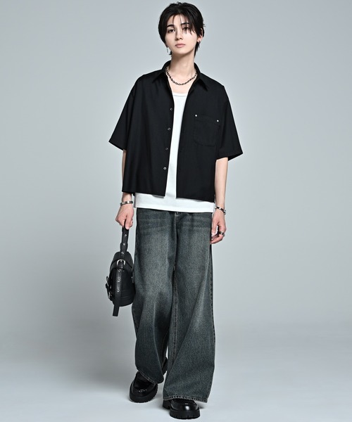 ADRER（アドラー） シャツ Cropped Regular Collar Short Sleeve Shirt