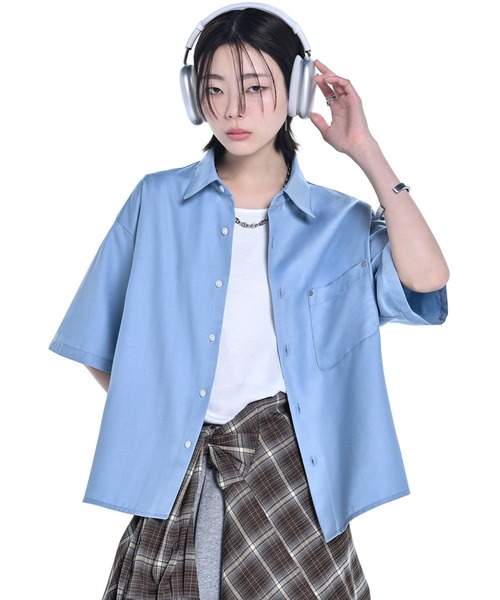 ADRER（アドラー） シャツ Cropped Regular Collar Short Sleeve Shirt