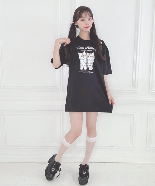 「Honey Cinnamon」 半袖Tシャツ FREE サックスブルー レディース_画像3