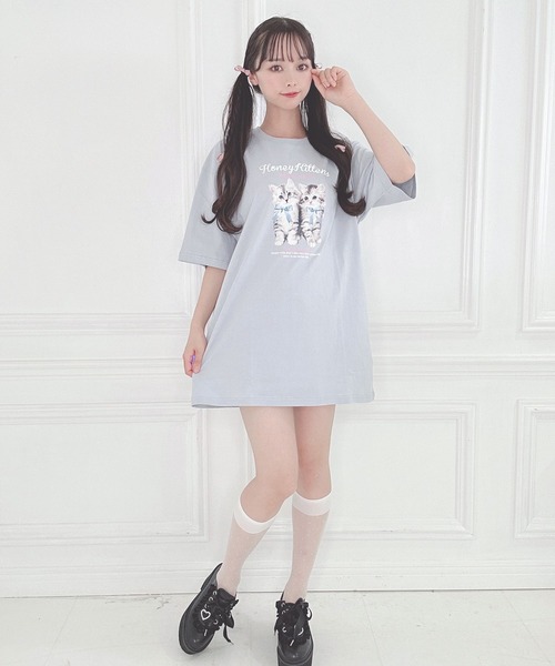 「Honey Cinnamon」 半袖Tシャツ FREE サックスブルー レディース_画像7