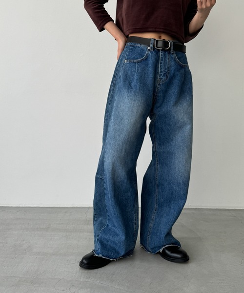 「CANAL JEAN」 デニムパンツ MEDIUM ブラック レディース_画像2