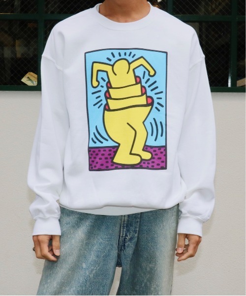 「Keith Haring」 スウェットカットソー MEDIUM ブラック メンズ_画像3
