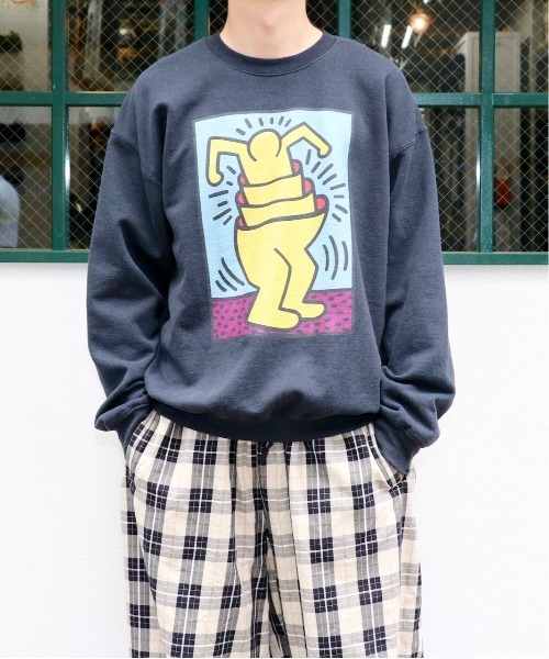 「Keith Haring」 スウェットカットソー MEDIUM ブラック メンズ_画像9