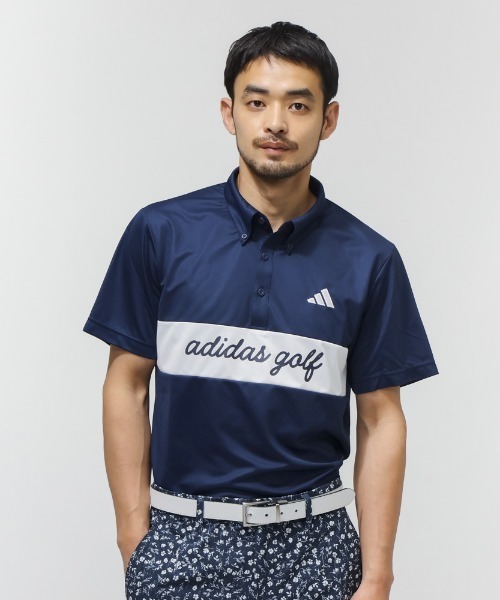おまけ　単品1000円 adidas ダークブルー ポロシャツ S adidas（アディダス） ポロシャツ カラーブロックSSシャツ メンズ