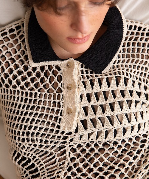leinwande（ラインヴァンド） ポロシャツ ポロ Landscape Crochet Polo