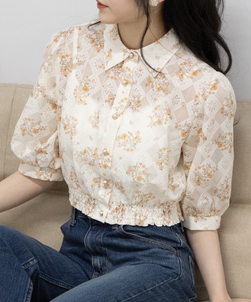 「pumpkin port」 半袖シャツ L ブルー レディース_画像2