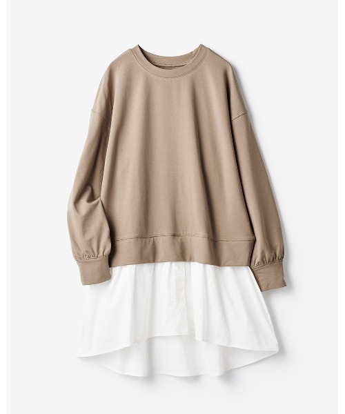 チュニック ロングシャツドッキング・裏毛プルオーバー