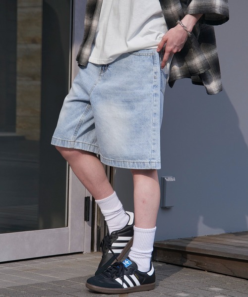 「SETUP7」 デニムハーフパンツ L ブルー メンズ_画像6
