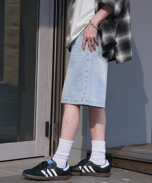 「SETUP7」 デニムハーフパンツ L ブルー メンズ_画像7