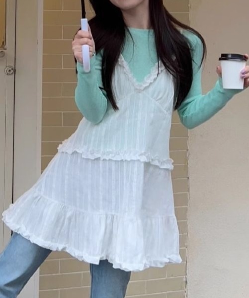 「Achic」 キャミソールワンピース M ホワイト レディース_画像8