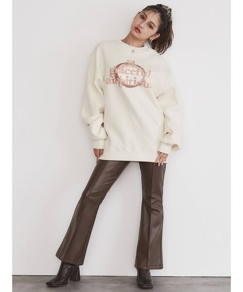 CALNAMUR パンツ フェイクレザーフレアパンツ レディース