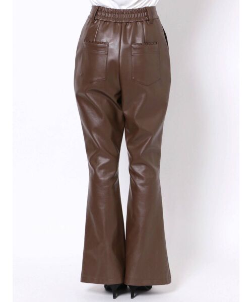 CALNAMUR パンツ フェイクレザーフレアパンツ レディース