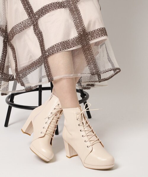 ESPERANZA（エスペランサ） ブーツ アーモンドトゥレースアップ厚底
