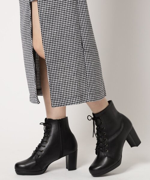 ESPERANZA（エスペランサ） ブーツ アーモンドトゥレースアップ厚底