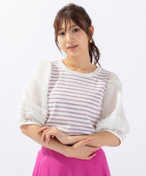 Rose Tiara（ローズティアラ） tシャツ Tシャツ パール襟カットソー