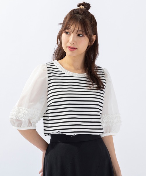 Rose Tiara（ローズティアラ） tシャツ Tシャツ パール襟カットソー