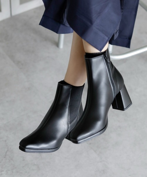 KISSA SPORT サイドゴアブーツ ショートブーツ 晴雨兼用黒キサスポーツ