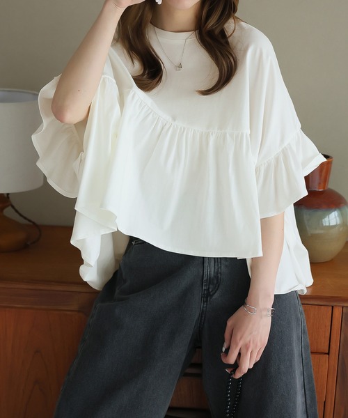 tシャツ 半袖 ハーフスリーブティアードTシャツ レディース : ZOZOTOWN