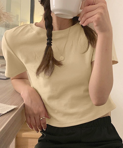 ヒスミニ　新作完売Tシャツ　ショート丈Tシャツ ヘソだし ショート丈tシャツ へそ出し 8色 夏 : R-acc - 通販 - Yahoo