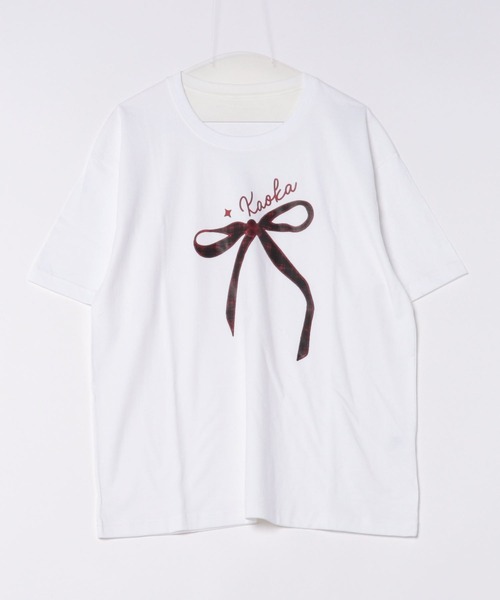 DIAVEL tシャツ 韓国風 リボンデザイン半袖ビッグTシャツ レディース