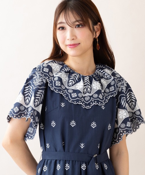 Rose Tiara（ローズティアラ） ワンピース 夏 半袖 刺繍ワンピース