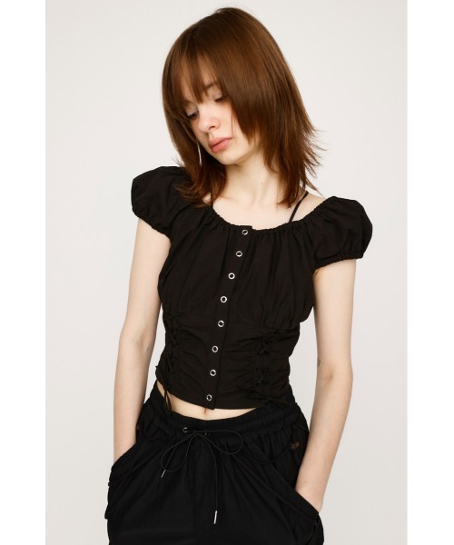 SLY（スライ） ブラウス シャツ FRONT LACE UP BL フロント レース 