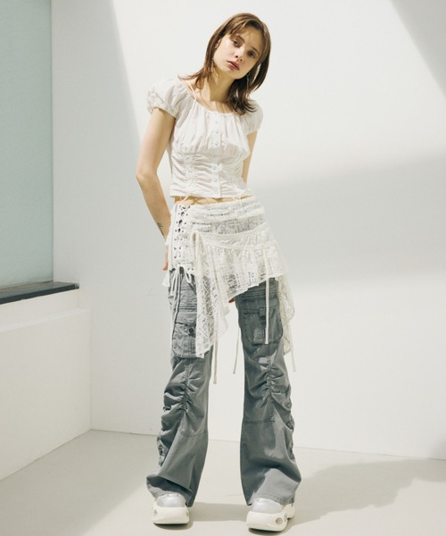 SLY（スライ） ブラウス シャツ FRONT LACE UP BL フロント レース 