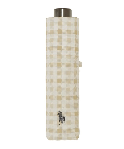 新品POLO RALPH LAUREN ギンガムチェック　ベージュ折り畳み傘 POLO RALPH LAUREN 折りたたみ傘 ”ギンガムチェック” レディース