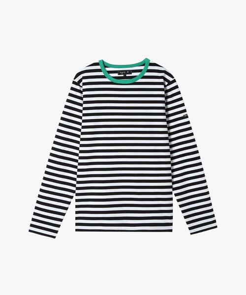 agnes b.（アニエスベー） tシャツ メンズ 細ボーダー コットン 長袖 T