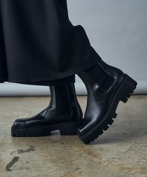 KUUUPY ブーツ High-Sole Square Toe Side Gore Boots