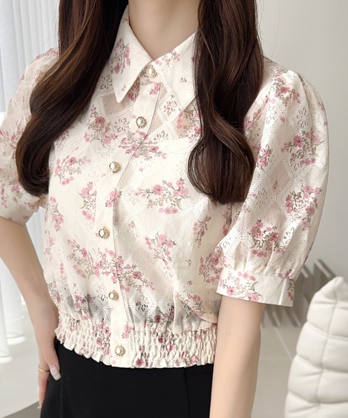 Milly - ラクシュミー 新品、未使用、Milly半袖 ブラウス mily bilet】大人愛され甘め主役級トップス。肩リボンオフショル