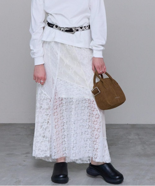 maison special メゾンスペシャル　スカート MAISON SPECIAL スカート Lace Fabric Docking Skirt/レース
