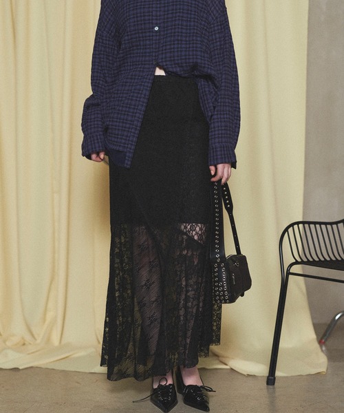 MAISON SPECIAL スカート Lace Fabric Docking Skirt/レース