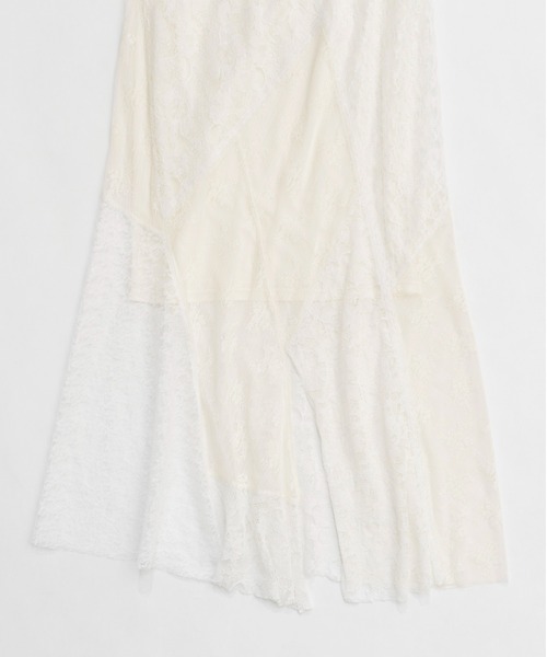 MAISON SPECIAL ホワイトレースロングスカート MAISON SPECIAL スカート Lace Fabric Docking Skirt/レース