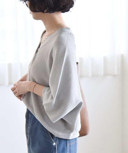 カーディガン quaranciel:「手洗い可能」シアー ラメ ドルマン リブ ニット カーディガン レディース quaranciel:〈手洗い可能〉シアー ラメ ドルマン リブ ニット